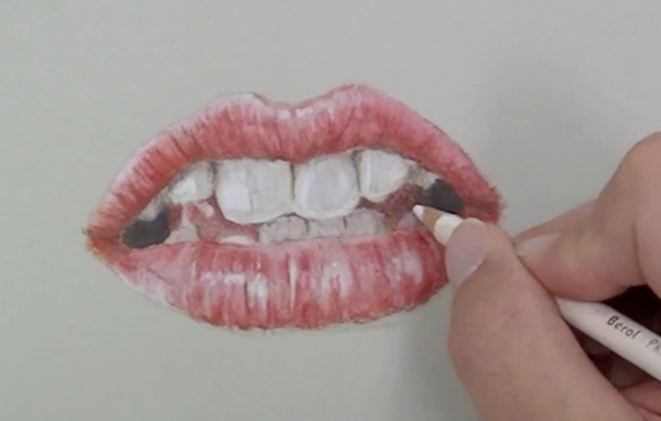 600x382 How To Draw A Realistic Mouth With Colored Pencils - Realistic Lip Sketch