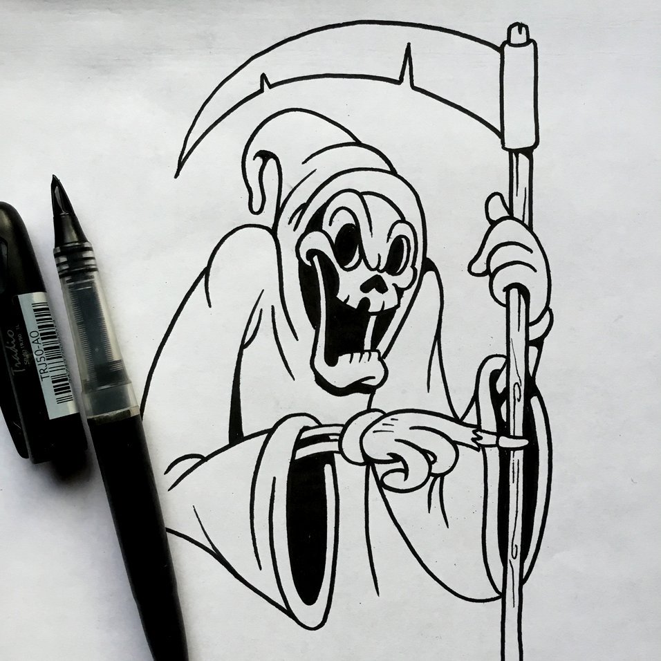 956x956 Alan Oronoz On Twitter Grim Reaper Sketch And Ink - Reaper Sketch