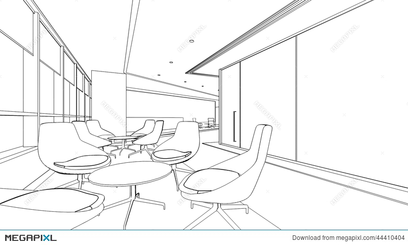 800x480 Outline Sketch Of A Interior Reception Area Illustration 44410404 - Reception Sketch