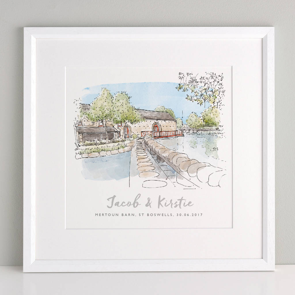 1024x1024 Watercolour Wedding Sketch By Letterfest - Reception Sketch