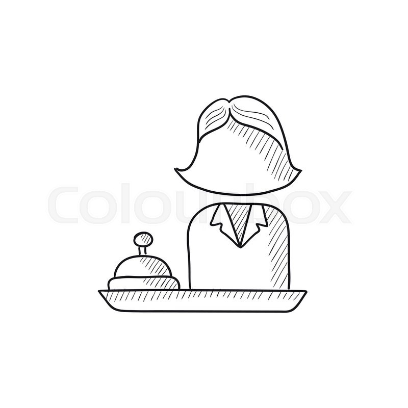 800x800 Female Receptionist Vector Sketch Icon Isolated On Background - Reception Sketch