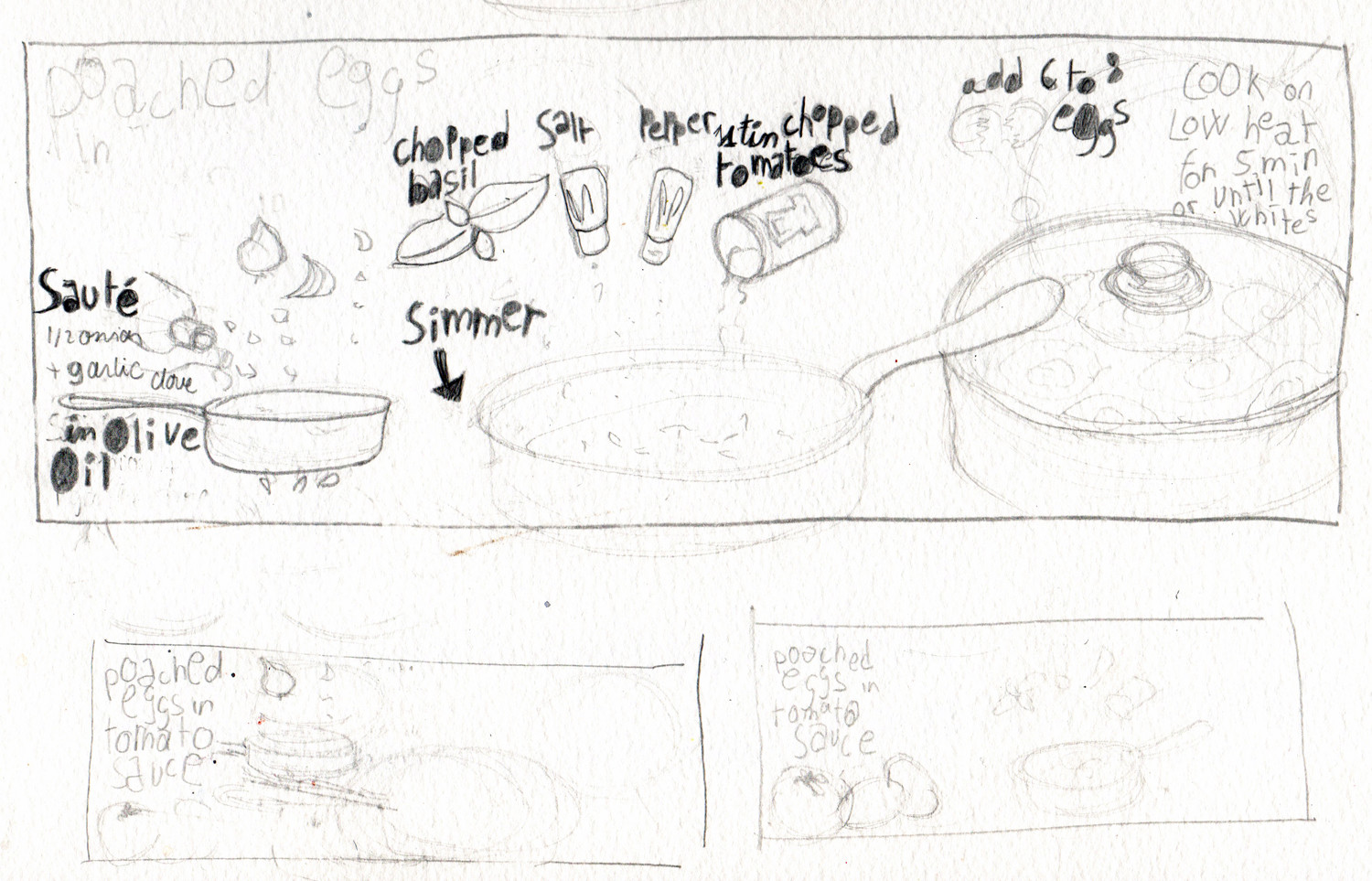 1500x963 Illustrated Recipe Eggs In Tomato Sauce - Recipe Sketch