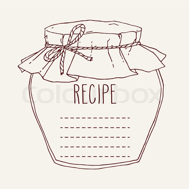 800x800 Vector Hand Drawn Illustration With Vintage Jam Jar Recipe - Recipe Sketch