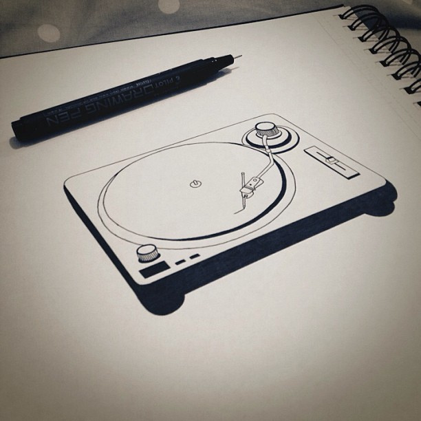 612x612 More Sketchbook Work. - Record Player Sketch