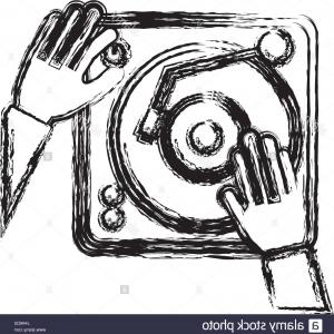 300x300 Stock Illustration Vector Turntable Vinyl Record Player Shopatcloth - Record Player Sketch