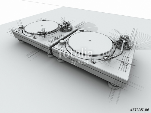 500x375 Dj Turntables 3d Sketch Stock Photo And Royalty Free Images On - Record Player Sketch