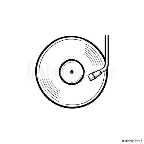 500x500 Phonograph And Turntable Hand Drawn Outline Doodle Icon. Vinyl - Record Sketch