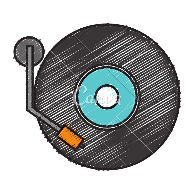 800x800 Record Player Sketch - Record Sketch