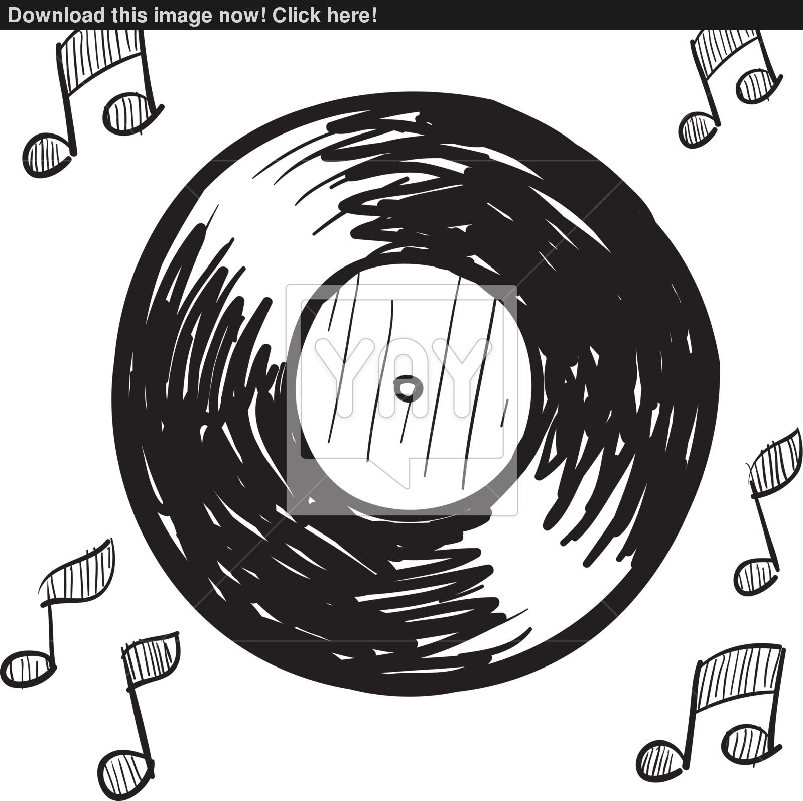 1600x1596 Vinyl Record Vector Sketch Vector - Record Sketch