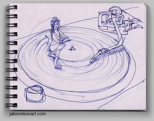 640x506 Another Time Around The Record Jake Nelson Art - Record Sketch