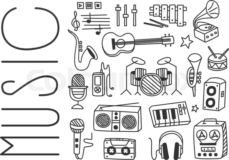 800x558 Hand Drawn Vector Design Of Various Musical Instruments - Recorder Sketch