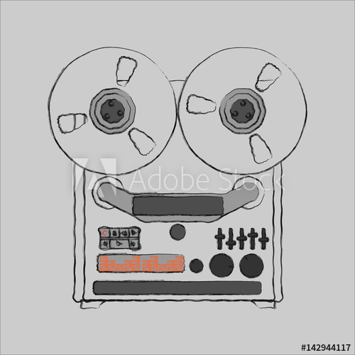 500x500 Reel Tape Recorder Vector Sketch - Recorder Sketch
