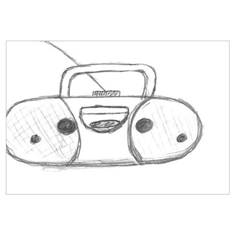 460x460 Tape Recorder Sketch Wall Decal - Recorder Sketch