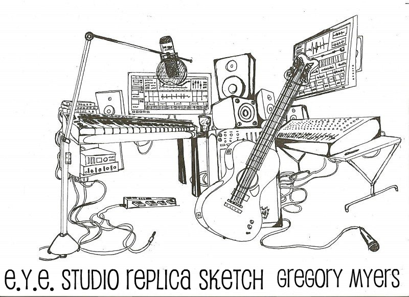 800x581 Engineers In Your Ear ~ Fillin Up The Clip With A Dream Locash - Recording Studio Sketch