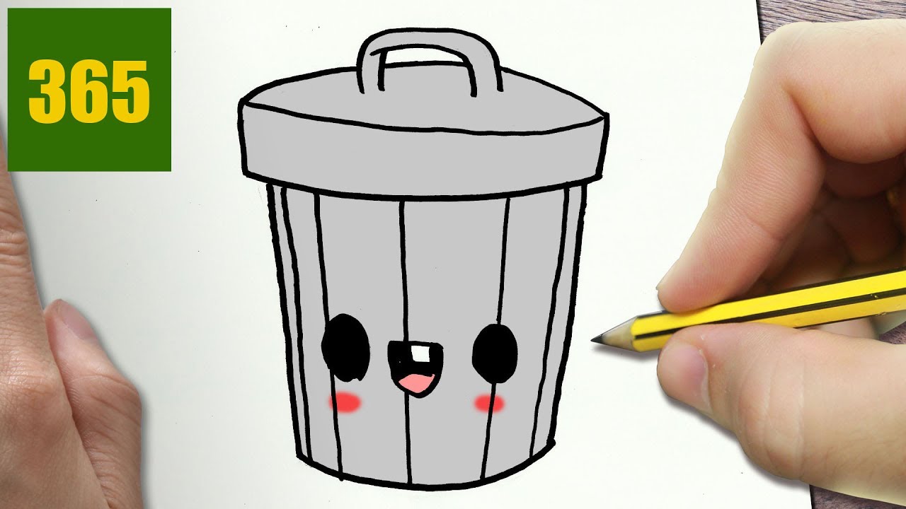 1280x720 How To Draw A Trash Can Cute, Easy Step By Step Drawing Lessons - Recycle Bin Sketch