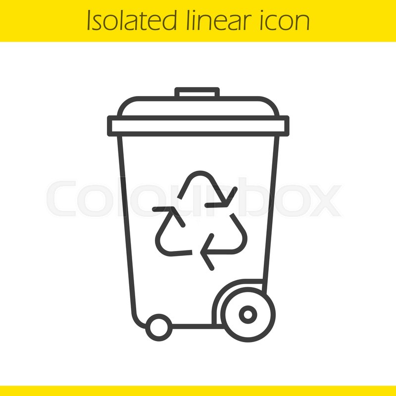 800x800 Recycle Bin Linear Icon. Wastebasket Thin Line Illustration - Recycle Bin Sketch