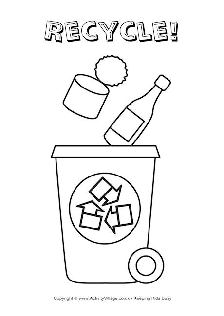 460x650 Recycling Colouring Pages - Recycle Bin Sketch
