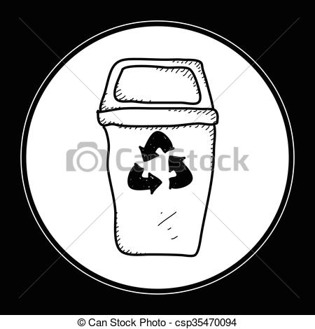 450x470 Simple Doodle Of A Recycling Bin. Simple Doodle Of A Hand... Eps - Recycle Bin Sketch