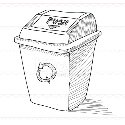 440x439 Trash Can,sketch Stock Vector - Recycle Bin Sketch