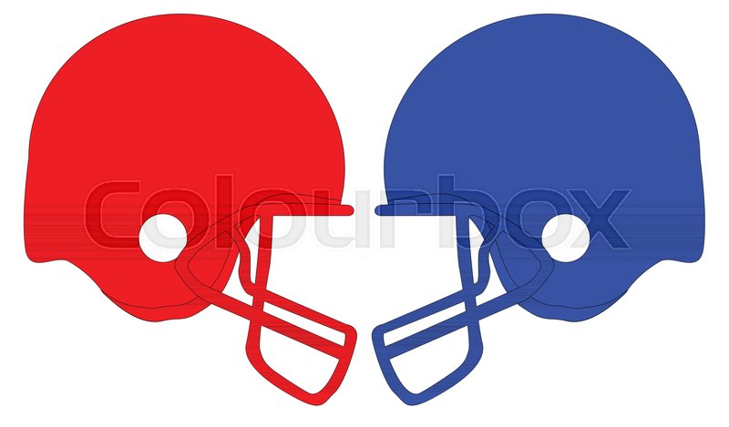 800x469 Outline Sketch Of A Pair Football Helmet In Red And Blue Set On A - Red And Blue Sketch