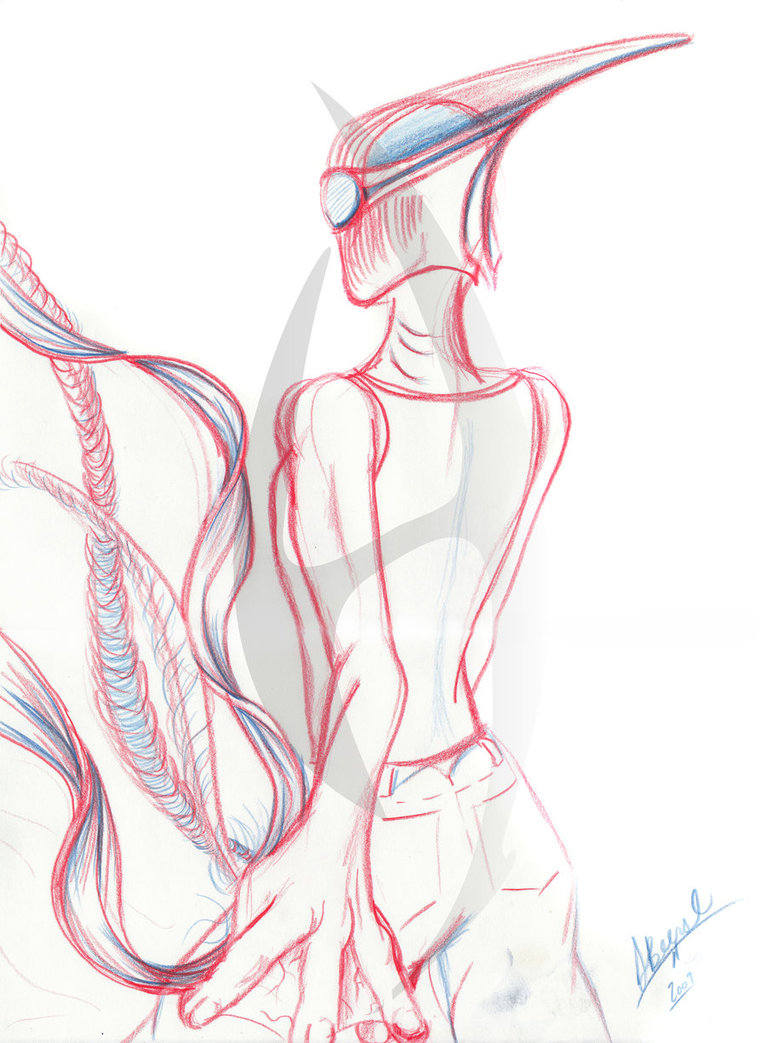 766x1043 Blue And Red Sketch By Luckysham85 - Red And Blue Sketch