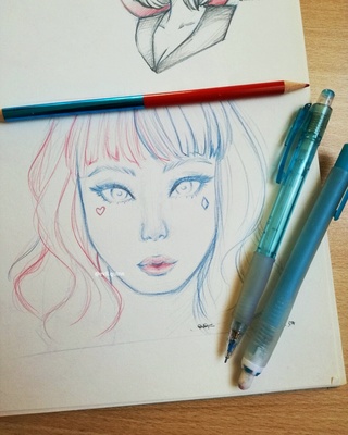 320x400 Sketching Drawings On Paigeeworld. Pictures Of Sketching - Red And Blue Sketch
