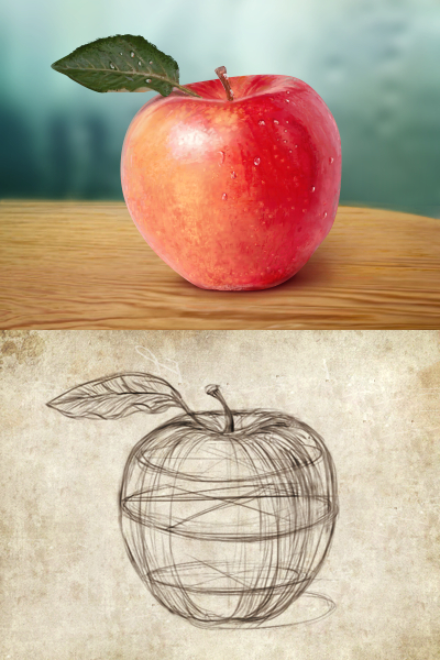 400x600 Fresh Fruit Red Apple Free Psd Sketch Free Psd,vector,icons - Red Apple Sketch