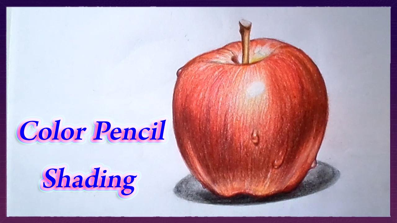 1280x720 Realistic Color Pencil Drawing Tutorial Of Apple - Red Apple Sketch
