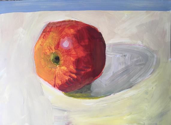570x417 Red Apple Study Acrylic Original Sketch Small Painting Etsy - Red Apple Sketch