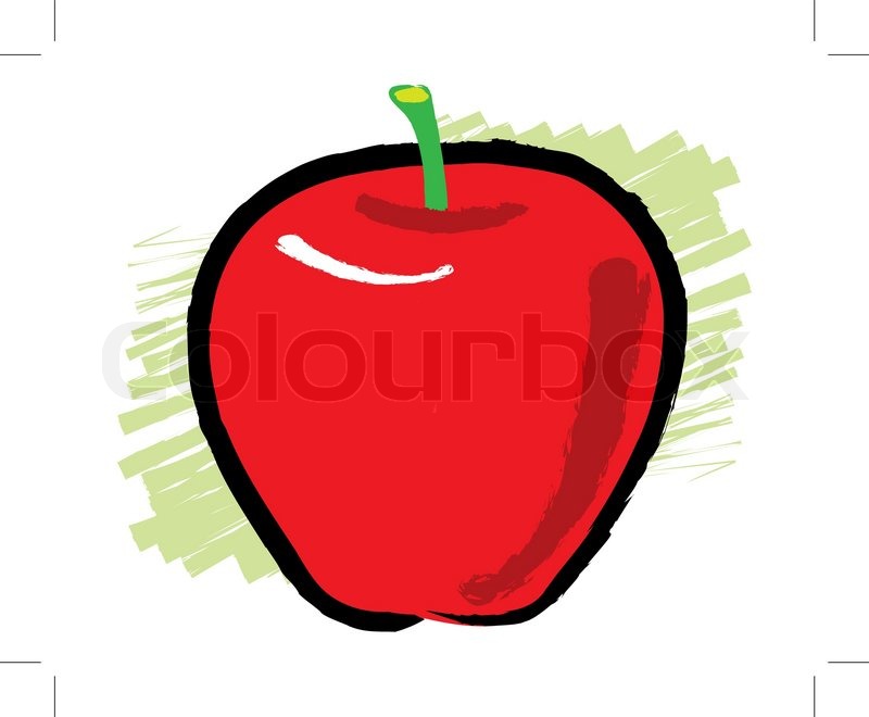 800x660 Sketch Of An Apple Stock Vector Colourbox - Red Apple Sketch