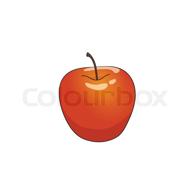 800x800 Vector Flat Cartoon Green Sketch Hand Drawn Red Apple Fruit - Red Apple Sketch