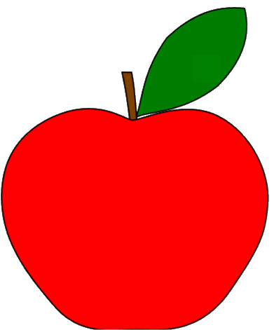 391x471 Red Apple With 1 Leaf Clipart Sketch, Op Lge 12cm This - Red Apple Sketch