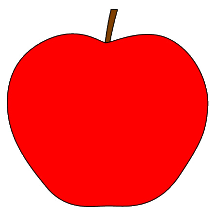 442x435 Red Apple With Stem Clipart Sketch, Op Lge 11 Cm This - Red Apple Sketch