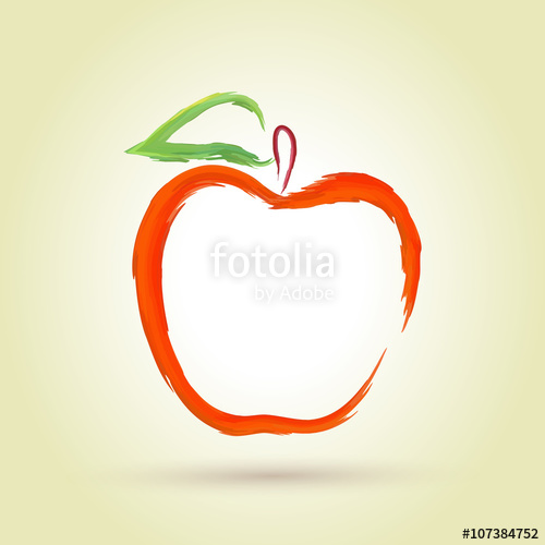 500x500 Sketch Of Red Fresh Apple Fruit With Leaf Stock Image And Royalty - Red Apple Sketch
