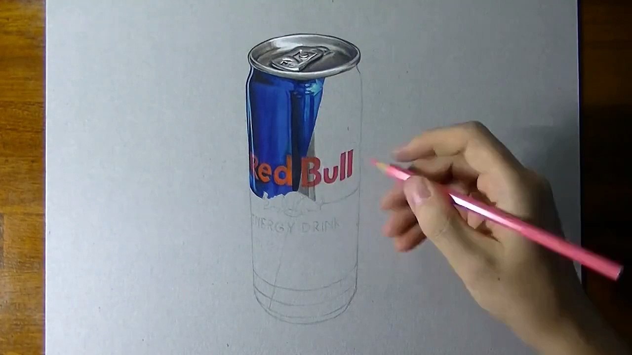 1280x720 Red Bull Can Timelapse Drawing - Red Bull Sketch
