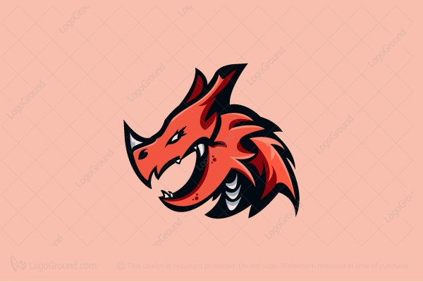 600x400 Mythical Red Dragon Mascot Esports Gaming Logo - Red Dragon Sketch