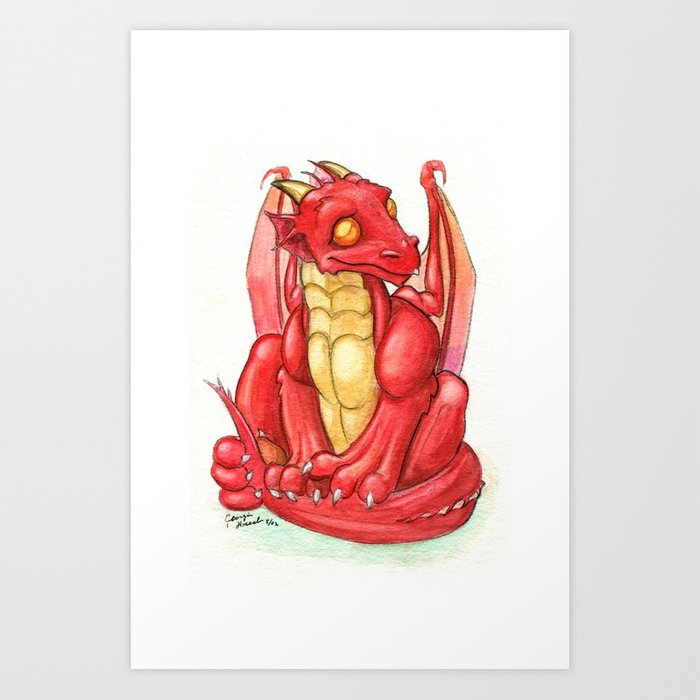 700x700 Red Dragon Hatchling Art Print By Stormwolfstudios Society6 - Red Dragon Sketch