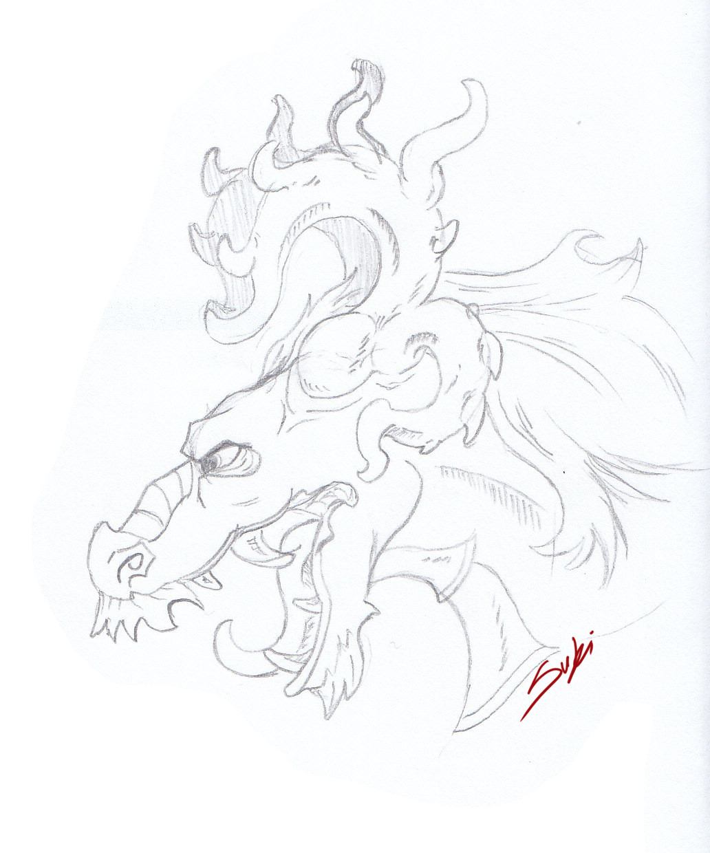 1032x1240 Suki Red - Red Dragon Sketch