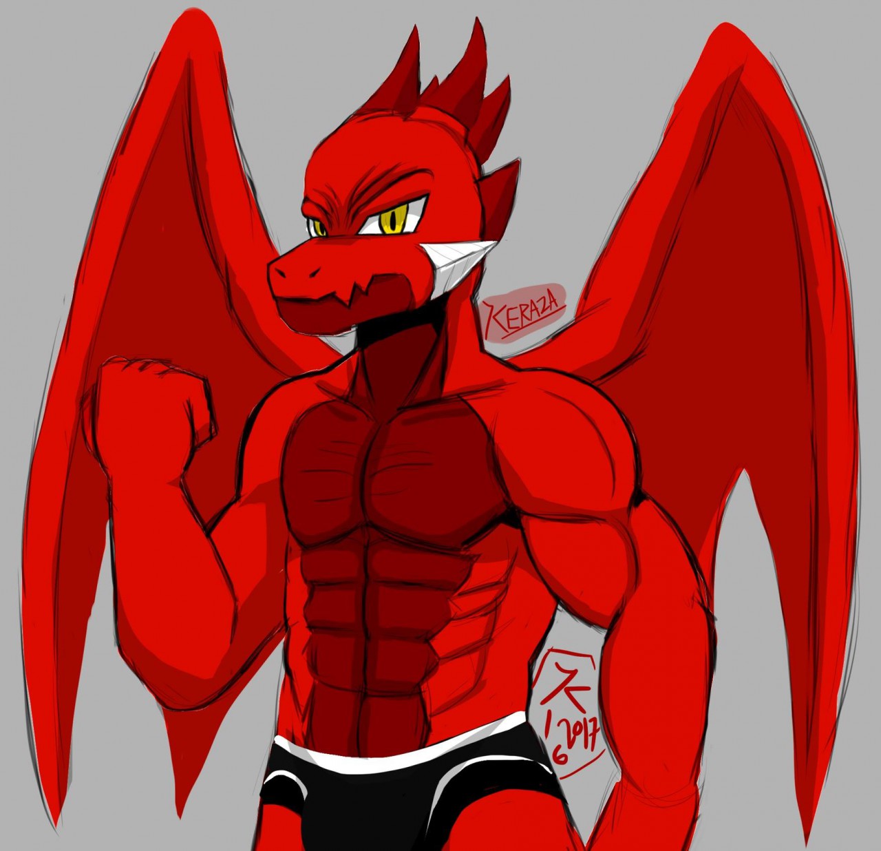 1280x1236 Wrestler Red Dragon Sketch By K M - Red Dragon Sketch