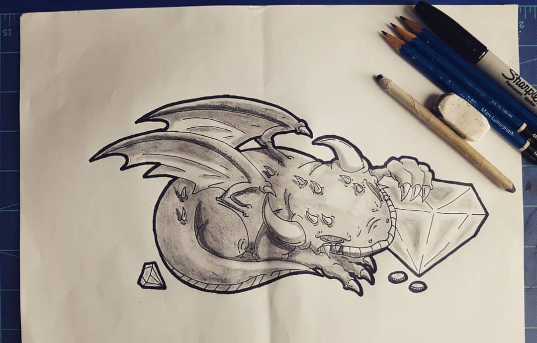 1080x690 On Twitter Inktober - Red Dragon Sketch