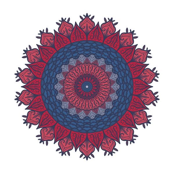 600x600 Pretty Intricate Pointy Mandala Flower Sketch - Red Flower Sketch