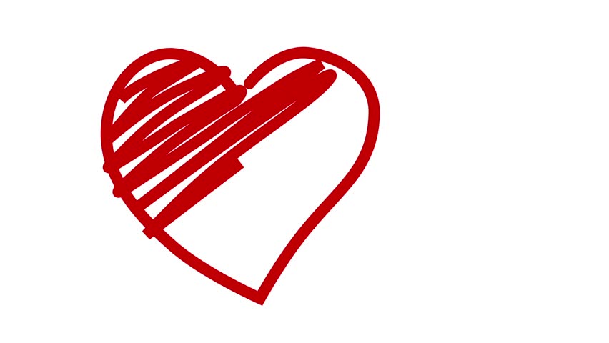 852x480 Heart Sketch Stock Video Footage - Red Heart Sketch
