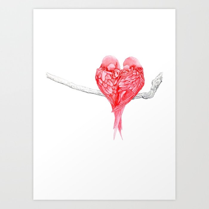 700x700 Red Heart Birds Love Art Print By Skinny Love Society6 - Red Heart Sketch