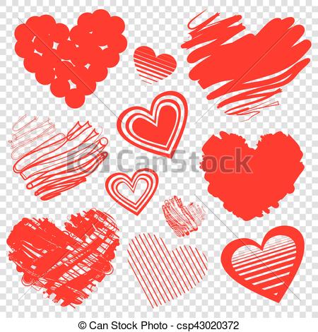 450x470 Red Heart Icons. Vector Illustration For Happy Valentines Day - Red Heart Sketch