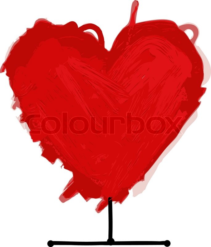 685x800 Red Heart Sketch For Your Design Stock Vector Colourbox - Red Heart Sketch