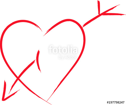 500x419 Red Heart Sketch Illustration Vector Stock Image And Royalty Free - Red Heart Sketch