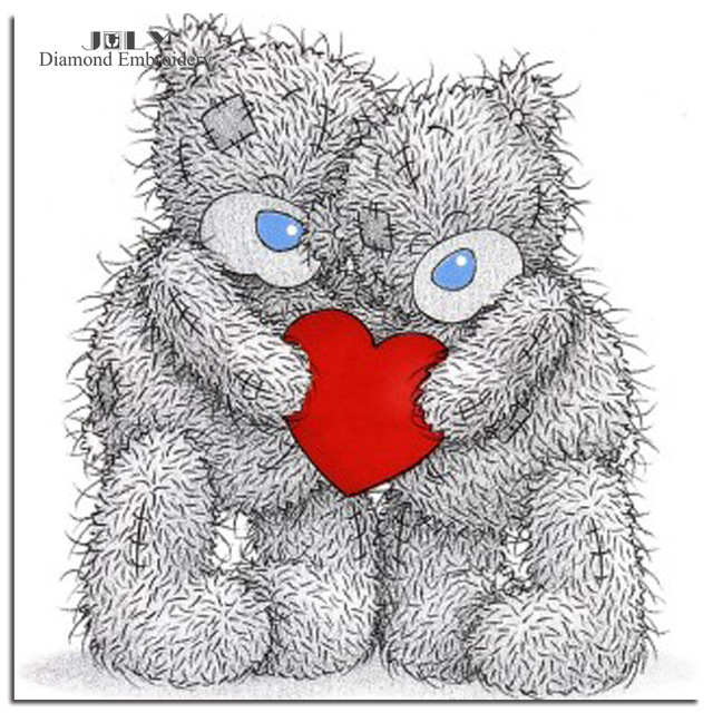 640x640 Sketch Painting Rhinestones Animal Bear Diamond Embroidery Craft - Red Heart Sketch