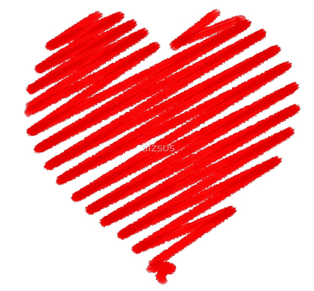 1000x925 A Red Heart Digital Sketch, Love Is In The Air. By Sizsus Redbubble - Red Heart Sketch