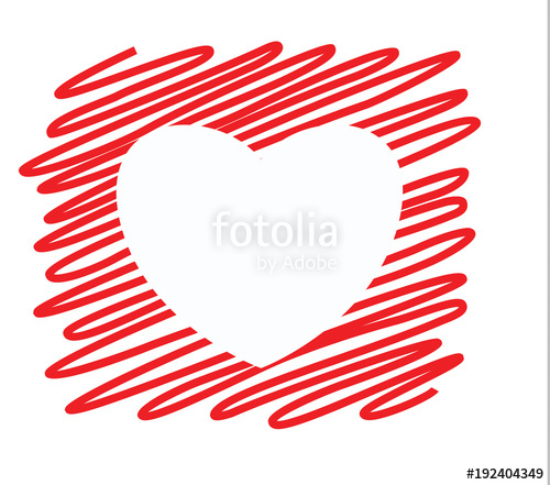 500x441 Hand Draw And Sketch Red Heart Illustration Set, Vector Design - Red Heart Sketch