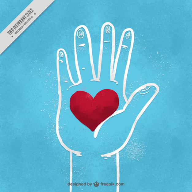626x626 Hand Sketch Blue Background With A Red Heart Vector Free Download - Red Heart Sketch